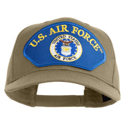 U.S. Air Force Seal Logo Blue Patched Solid Cotton Twill Pro Style Cap - Khaki OSFM