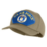 U.S. Air Force Seal Logo Blue Patched Solid Cotton Twill Pro Style Cap - Khaki OSFM