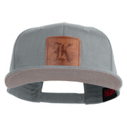 Old English K Faux Leather Patched Cotton Flat Bill Pro Cap - Grey OSFM