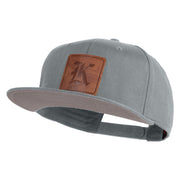 Old English K Faux Leather Patched Cotton Flat Bill Pro Cap - Grey OSFM
