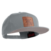 Old English K Faux Leather Patched Cotton Flat Bill Pro Cap - Grey OSFM