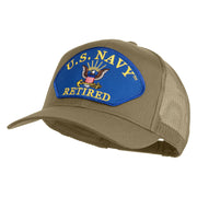 U.S. Navy Retired Blue Patched Solid Cotton Twill Mesh Prostyle Cap - Khaki OSFM