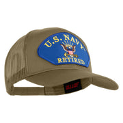 U.S. Navy Retired Blue Patched Solid Cotton Twill Mesh Prostyle Cap - Khaki OSFM