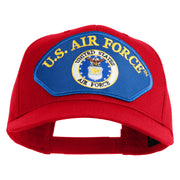 U.S. Air Force Seal Logo Blue Patched Solid Cotton Twill Pro Style Cap - Red OSFM