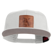 Old English K Faux Leather Patched Cotton Flat Bill Pro Cap - White OSFM