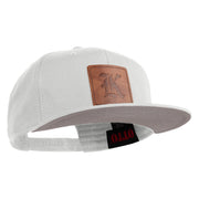 Old English K Faux Leather Patched Cotton Flat Bill Pro Cap - White OSFM