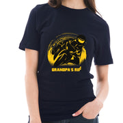 Grandpa's Ride Graphic Design Ring Spun Combed Cotton Short Sleeve Deluxe Jersey T-Shirt - Navy XS