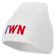 Taiwan Country Three-Letter TWN Flag Embroidered 8 Inch Knitted Short Beanie