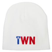 Taiwan Country Three-Letter TWN Flag Embroidered 8 Inch Knitted Short Beanie