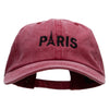 Paris Embroidered Washed Solid Pigment Dyed Cotton Twill Brass Buckle Cap - Maroon OSFM