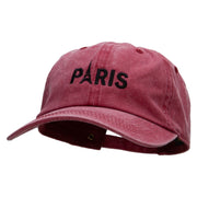 Paris Embroidered Washed Solid Pigment Dyed Cotton Twill Brass Buckle Cap - Maroon OSFM