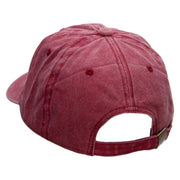 Paris Embroidered Washed Solid Pigment Dyed Cotton Twill Brass Buckle Cap - Maroon OSFM