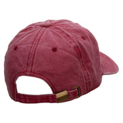 Paris Embroidered Washed Solid Pigment Dyed Cotton Twill Brass Buckle Cap - Maroon OSFM