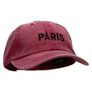 Paris Embroidered Washed Solid Pigment Dyed Cotton Twill Brass Buckle Cap - Maroon OSFM