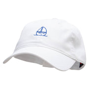 Cute Boat Embroidered Deluxe Washed Twill Cap - White OSFM