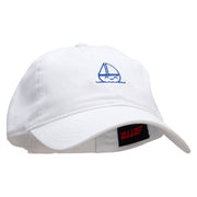 Cute Boat Embroidered Deluxe Washed Twill Cap - White OSFM