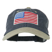 American Flag Embroidered Washed Two Tone Cap