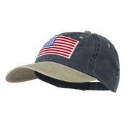 American Flag Embroidered Washed Two Tone Cap