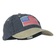 American Flag Embroidered Washed Two Tone Cap