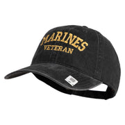 Marines Veteran Embroidered Washed Solid Pigment Dyed Cotton Twill Brass Buckle Cap