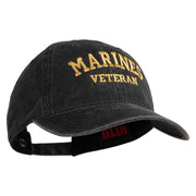 Marines Veteran Embroidered Washed Solid Pigment Dyed Cotton Twill Brass Buckle Cap