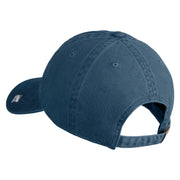 Air Force Veteran Text Embroidered Washed Solid Pigment Dyed Cotton Twill Brass Buckle Cap - Navy OSFM