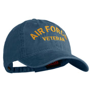 Air Force Veteran Text Embroidered Washed Solid Pigment Dyed Cotton Twill Brass Buckle Cap - Navy OSFM