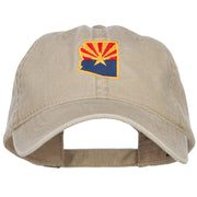 Arizona State Flag Map Embroidered Washed Cap