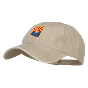 Arizona State Flag Map Embroidered Washed Cap