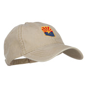 Arizona State Flag Map Embroidered Washed Cap