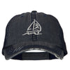 Sailboat Wave Embroidered Low Profile Mesh Cap