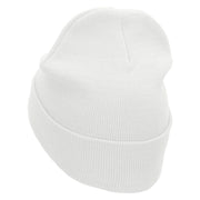 Beer Day Embroidered 12 inch Acrylic Cuffed Long Beanie - White OSFM