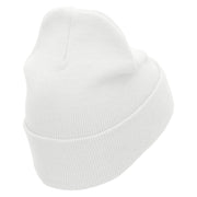 Beer Day Embroidered 12 inch Acrylic Cuffed Long Beanie - White OSFM