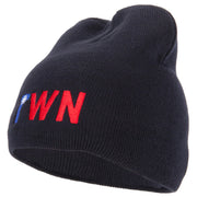 Taiwan Country Three-Letter TWN Flag Embroidered 8 Inch Knitted Short Beanie