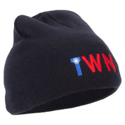 Taiwan Country Three-Letter TWN Flag Embroidered 8 Inch Knitted Short Beanie