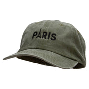 Paris Embroidered Washed Solid Pigment Dyed Cotton Twill Brass Buckle Cap - Olive OSFM