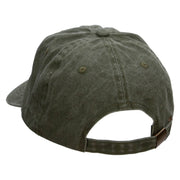 Paris Embroidered Washed Solid Pigment Dyed Cotton Twill Brass Buckle Cap - Olive OSFM