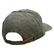 Paris Embroidered Washed Solid Pigment Dyed Cotton Twill Brass Buckle Cap - Olive OSFM