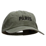 Paris Embroidered Washed Solid Pigment Dyed Cotton Twill Brass Buckle Cap - Olive OSFM