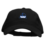 Cute Boat Embroidered Deluxe Washed Twill Cap - Black OSFM