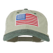 American Flag Embroidered Washed Two Tone Cap