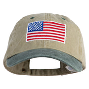 American Flag Embroidered Washed Two Tone Cap