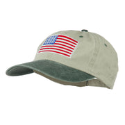 American Flag Embroidered Washed Two Tone Cap