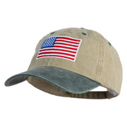 American Flag Embroidered Washed Two Tone Cap