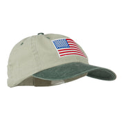 American Flag Embroidered Washed Two Tone Cap