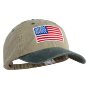 American Flag Embroidered Washed Two Tone Cap
