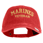 Marines Veteran Embroidered Washed Solid Pigment Dyed Cotton Twill Brass Buckle Cap