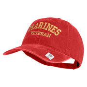 Marines Veteran Embroidered Washed Solid Pigment Dyed Cotton Twill Brass Buckle Cap