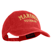 Marines Veteran Embroidered Washed Solid Pigment Dyed Cotton Twill Brass Buckle Cap