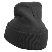 Racoon Embroidered 12 inch Acrylic Cuffed Long Beanie - Black OSFM